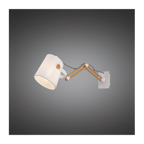 Applique Nordica II Ampoules, 1x23W E27, blanc/hêtre avec Abat jour blanc|Appliques murales|Luminaire Center