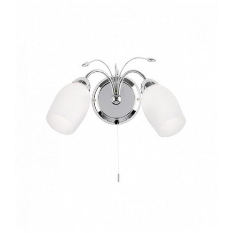 Applique Meadow, chrome et verre blanc, 2 ampoules|Appliques murales|Luminaire Center