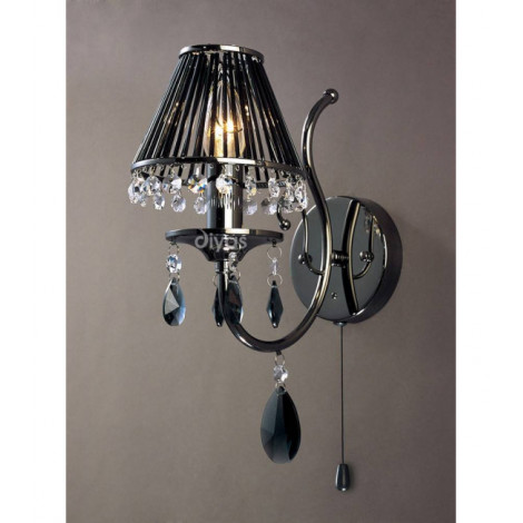 Applique murale Luna 1 Ampoule chrome noir/cristal|Appliques murales|Luminaire Center