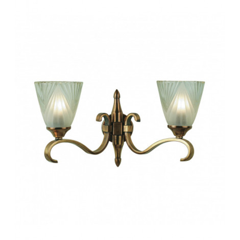 Applique 2 ampoules Columbia, laiton antique et verre givré|Appliques murales|Luminaire Center