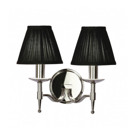 Applique 2 ampoules Stanford, nickel, abat-jour noirs|Appliques murales|Luminaire Center
