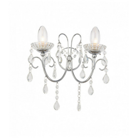 Applique Tabitha, chrome et cristal, 2 ampoules|Appliques murales|Luminaire Center