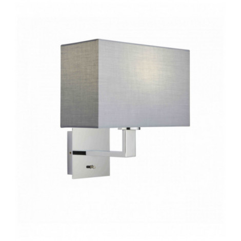 Applique murale Norton Rectangular en Acier , Plaque chromée et tissu gris|Appliques murales|Luminaire Center