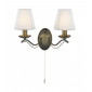 Applique Andretti, en laiton antique avec 2 abat-jour crème|Appliques murales|Luminaire Center