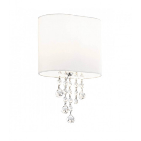 Applique Nina, en chrome et cristal avec abat-jour blanc|Appliques murales|Luminaire Center