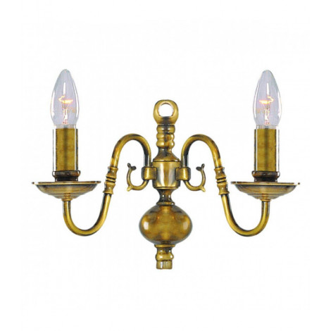 Applique 2 ampoules Flemish, en laiton antique|Appliques murales|Luminaire Center