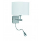 Applique Wall avec liseuse, en argent satiné avec abat-jour blanc|Appliques murales|Luminaire Center
