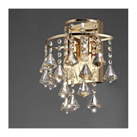 Applique murale Inina avec interrupteur 2 Ampoules E14 doré/cristal|Appliques murales|Luminaire Center