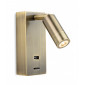 Applique avec liseuse Clifton Laiton antique 1 ampoule 14cm|Appliques murales|Luminaire Center