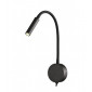 Applique avec liseuse Fusion Noir mat 1 ampoule 44cm|Appliques murales|Luminaire Center