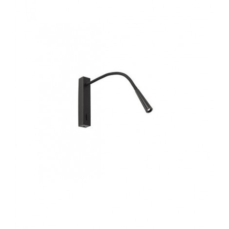 Applique avec liseuse Flin Noir 1 ampoule 27,3cm|Appliques murales|Luminaire Center