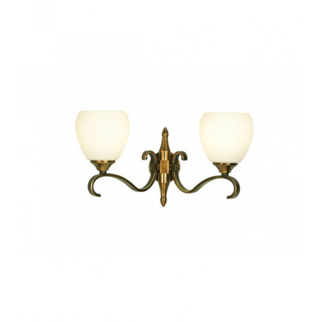 Applique 2 ampoules Columbia, laiton antique et verre opale|Appliques murales|Luminaire Center
