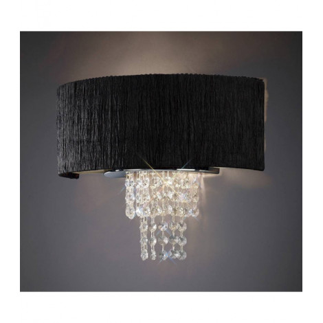 Applique murale Nerissa avec Abat jour noir 2 Ampoules chrome poli/cristal|Appliques murales|Luminaire Center