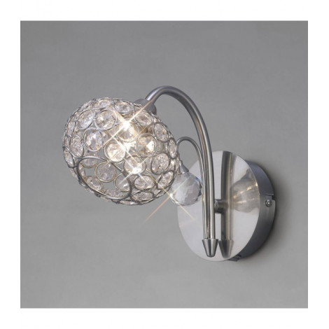 Applique murale Cara avec interrupteur 1 Ampoule nickel satiné/cristal|Appliques murales|Luminaire Center