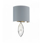 Applique murale-chrome avec abat-jour gris et goutte de cristal|Appliques murales|Luminaire Center