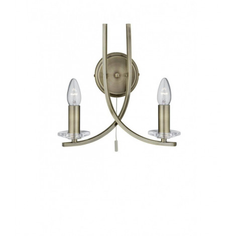 Applique 2 ampoules Ascona, en laiton antique et verre|Appliques murales|Luminaire Center