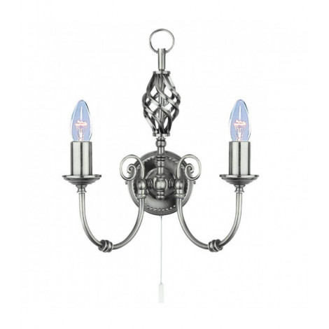 Applique 2 ampoules Zanzibar, en argent satiné|Appliques murales|Luminaire Center