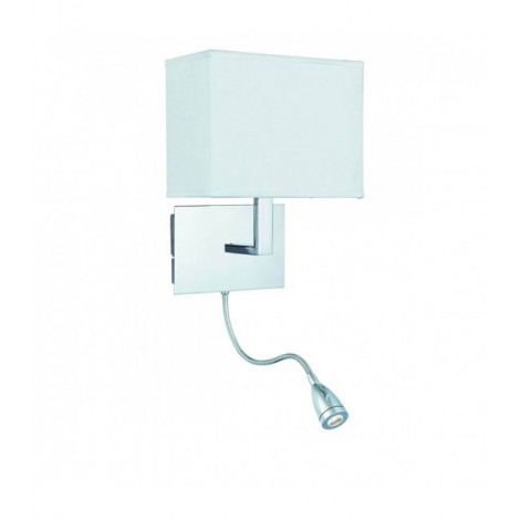 Applique Adjustable Wall 26 cm avec liseuse, en chrome avec abat-jour blanc|Appliques murales|Luminaire Center