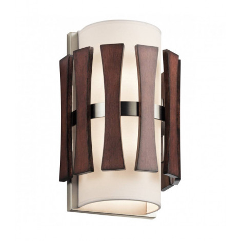 Applique Cirus, nickel brossé, bois, tissu blanc|Appliques murales|Luminaire Center