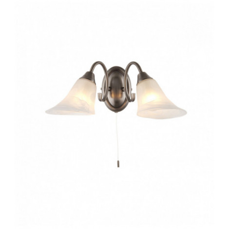 Applique Hardwick, argent antique et verre, 2 ampoules|Appliques murales|Luminaire Center