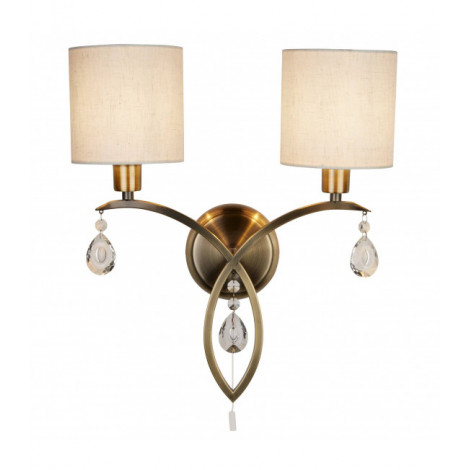 Applique Alberto, laiton antique et cristal, 2 ampoules|Appliques murales|Luminaire Center