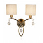Applique Alberto, laiton antique et cristal, 2 ampoules|Appliques murales|Luminaire Center