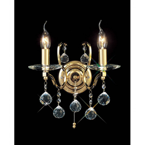 Applique murale Zinta avec interrupteur 2 Ampoules doré/cristal|Appliques murales|Luminaire Center