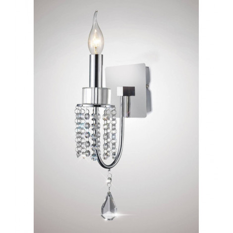 Applique murale Emily avec interrupteur 1 Ampoule chrome poli/cristal|Appliques murales|Luminaire Center