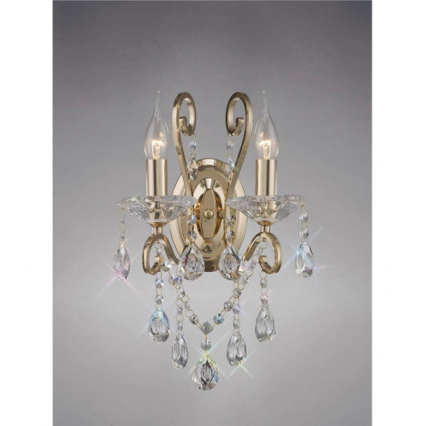 Applique murale Vela avec interrupteur 2 Ampoules doré/cristal|Appliques murales|Luminaire Center