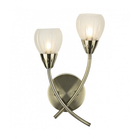 Applique murale Villa laiton antique et Etched Glass 2 ampoules|Appliques murales|Luminaire Center