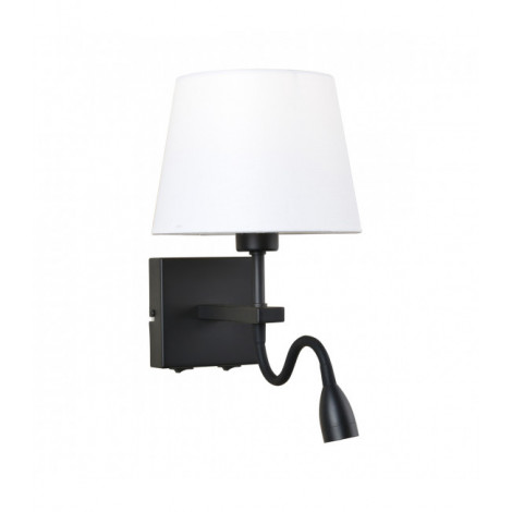 Applique de chevet moderne Norte Noir mat abat jour blanc|Appliques murales|Luminaire Center