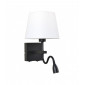 Applique de chevet moderne Norte Noir mat abat jour blanc|Appliques murales|Luminaire Center
