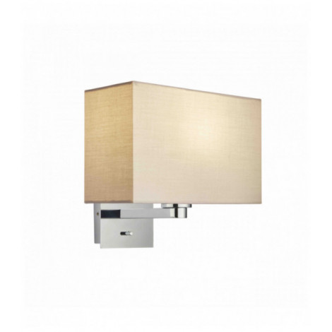 Applique murale Issac Rectangular en Acier , Plaque chromée et tissu taupe|Appliques murales|Luminaire Center