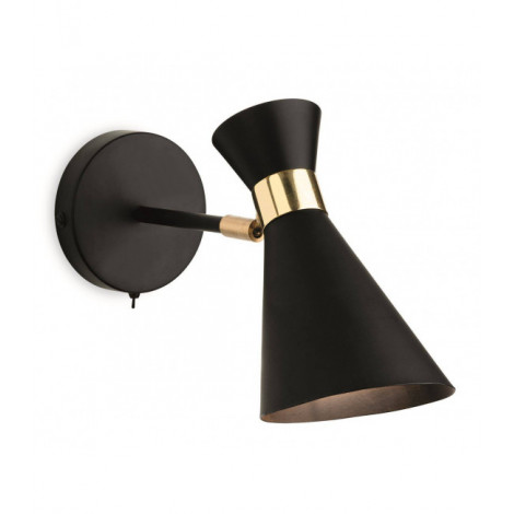 Applique avec liseuse Ohio Noir 1 ampoule 21,5cm|Appliques murales|Luminaire Center