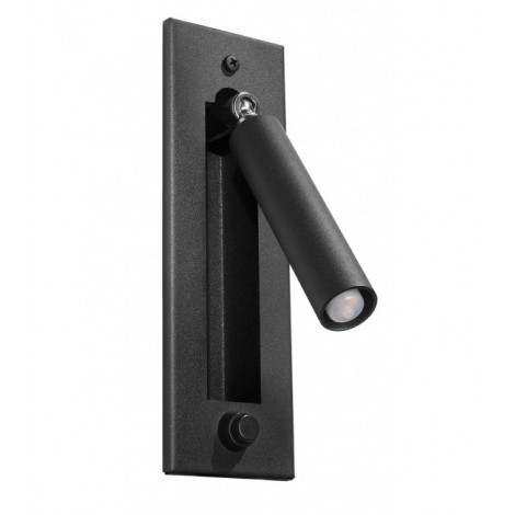 Applique avec liseuse Enif Acier Noir 1 ampoule 15cm|Appliques murales|Luminaire Center