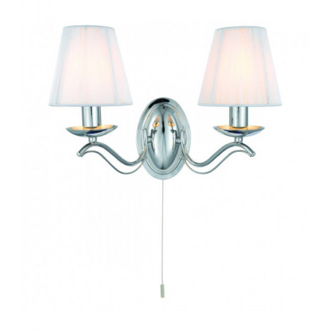 Applique Andretti, en chrome avec 2 abat-jour blancs|Appliques murales|Luminaire Center