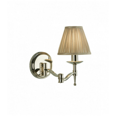 Applique articulée 1 ampoule Stanford, nickel, abat-jour beige|Appliques murales|Luminaire Center
