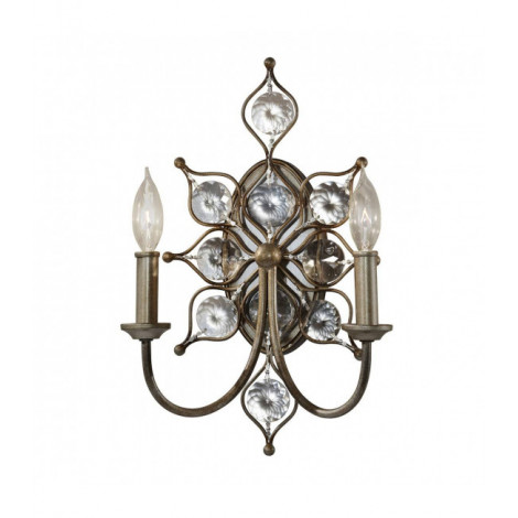 Applique Leila, argent bruni et cristal , 2 ampoules|Appliques murales|Luminaire Center