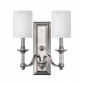Applique Sussex, nickel brossé, 2 ampoules|Appliques murales|Luminaire Center
