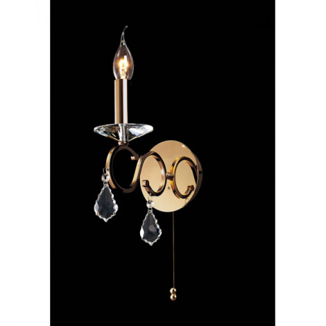 Applique murale Torino avec interrupteur 1 Ampoule doré/cristal|Appliques murales|Luminaire Center
