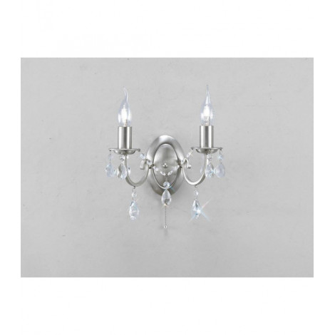 Applique murale Kyra avec interrupteur 2 Ampoules nickel satiné/cristal|Appliques murales|Luminaire Center