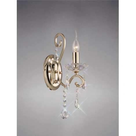 Applique murale Vela avec interrupteur 1 Ampoule doré/cristal|Appliques murales|Luminaire Center