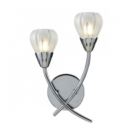 Applique murale Villa chrome poli et verre gravé 2 ampoules|Appliques murales|Luminaire Center