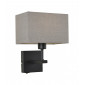 Applique de chevet moderne Norte Noir mat abat jour gris rectangle|Appliques murales|Luminaire Center