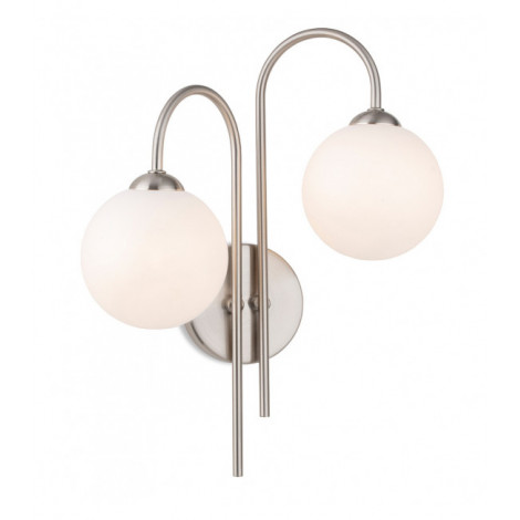 Applique globe Lyndon Acier brossé avec verre blanc opale 2 ampoules 33cm|Appliques murales|Luminaire Center