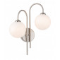 Applique globe Lyndon Acier brossé avec verre blanc opale 2 ampoules 33cm|Appliques murales|Luminaire Center