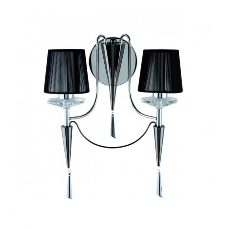 Applique Duchess, en chrome et cristal avec 2 abat-jour noirs|Appliques murales|Luminaire Center