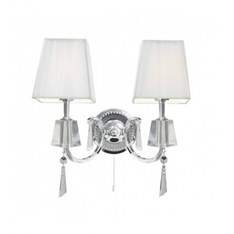 Applique Portico, en chrome et verre avec 2 abat-jour blancs|Appliques murales|Luminaire Center