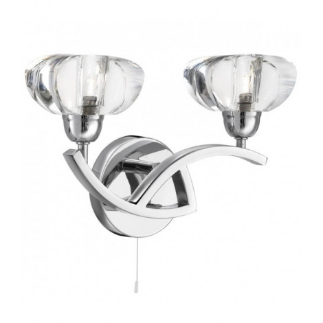 Applique 2 ampoules Sculptured Ice, en chrome et verre|Appliques murales|Luminaire Center