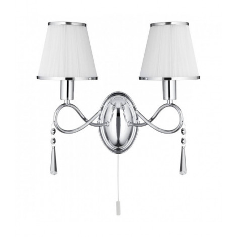 Applique Simplicity, en chrome et verre avec 2 abat-jour blancs|Appliques murales|Luminaire Center